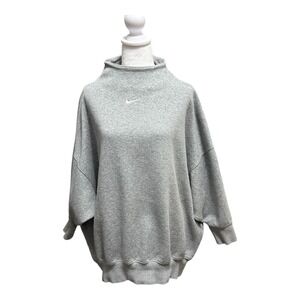 Nike Mock Neck Womens Medium Sweatshirt Heather Gray Athleisure Oversized Comfy